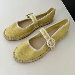 Chinese Laundry Yellow Mary Jane Flat Espadrille Shoes size 8.5
